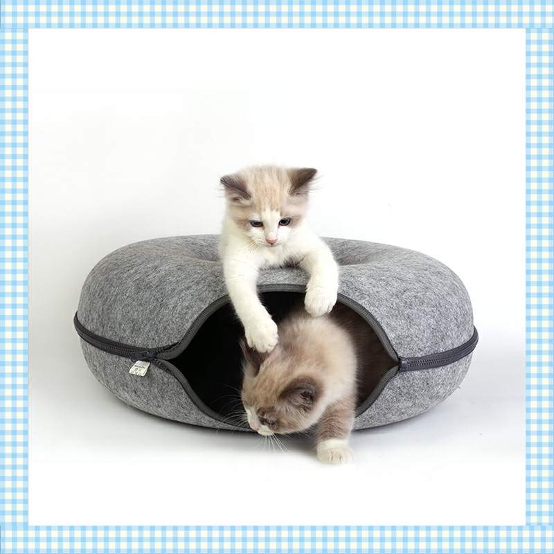 Hair loss alley felt cat litter multi-cat can sleep and play semi-closed removable and washable net red cat drill hole donut nest