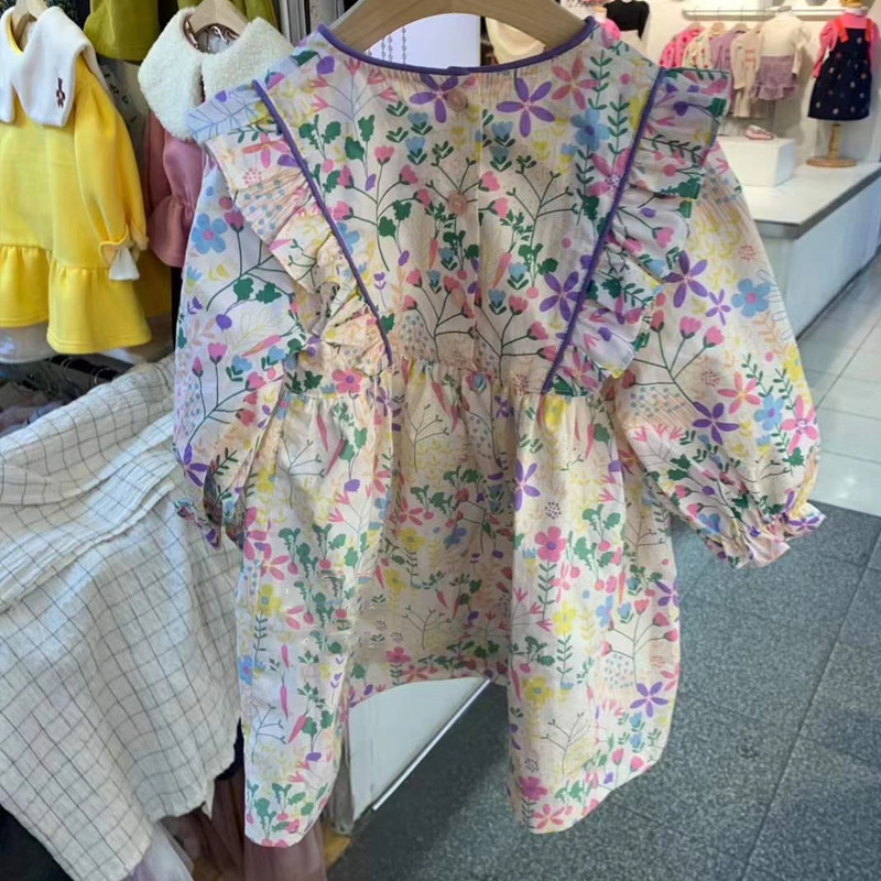 Korean children's clothing 2022 autumn girls long-sleeved floral princess dress skirt Western style small fragrance children's dress
