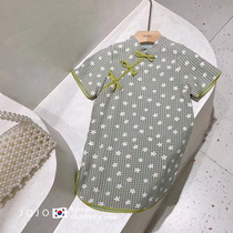 South Korean childrens clothes children Summer foreign air qipao dress 2022 Spring and autumn girls trendy princess nepotism red dress