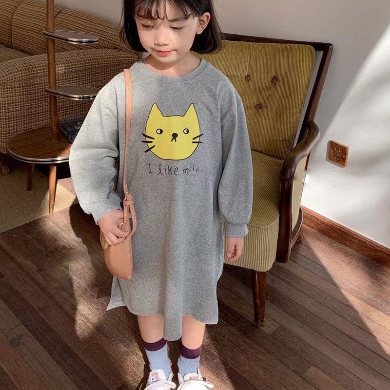 Spot Korean version of children's clothing girls foreign style long-sleeved dress 2022 early autumn new children's small fragrance wind sweater skirt