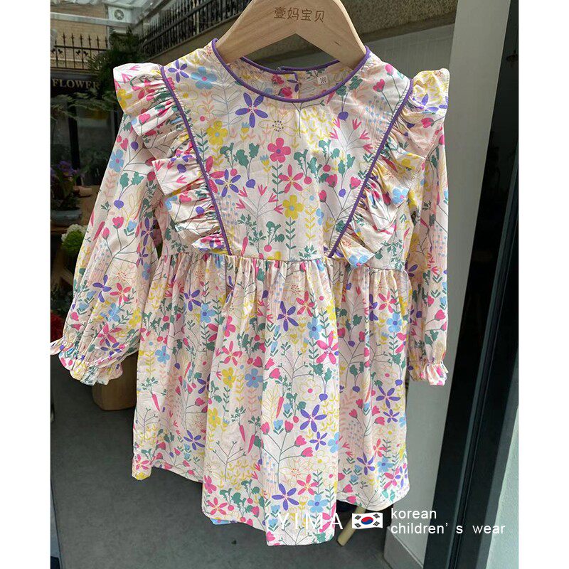 Girls Korean Floral Dress 2022 Summer Dress New Western Style Fashion Net Red Children's Clothing High-end Little Girl Skirt