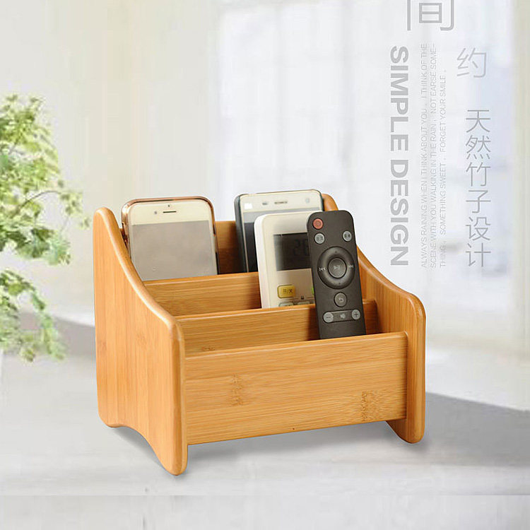 Household multi -function desktop debris remote control box storage box ins Multi -grid student dormitory cosmetics storage box bamboo