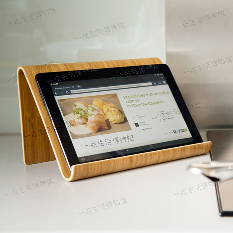 Home desktop multifunctional bamboo wooden tablet ipad holder mobile phone lazy holder kitchen fixed food spectrum holder