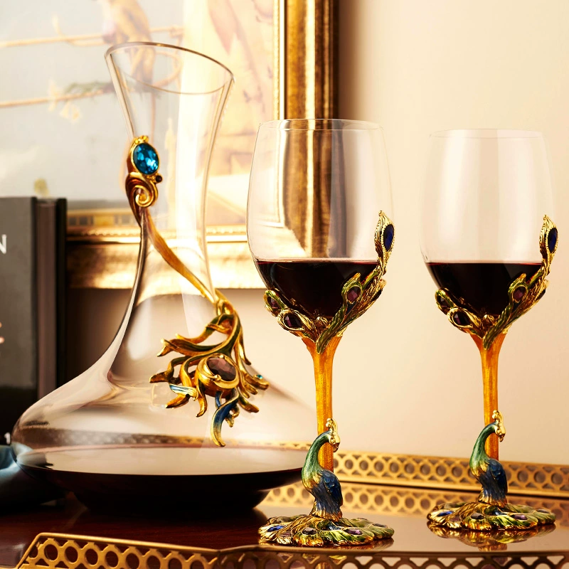 Robbie Rodin Creative Peacock Wine Glass Men Màu rượu vang Home Set Bộ ly rượu vang châu Âu - Rượu vang