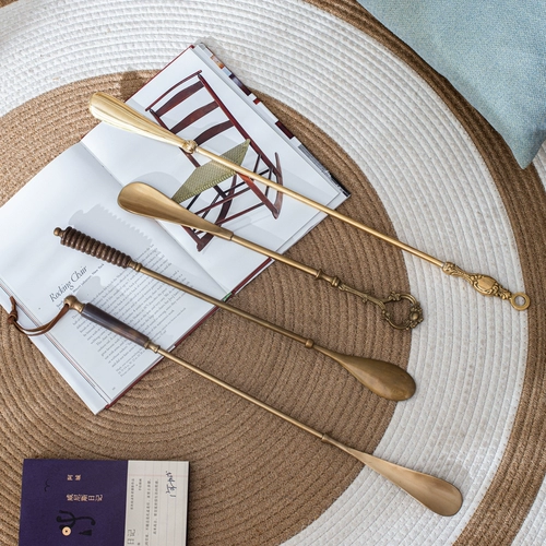 Элегантный домашний рожок для обуви из чистой меди, удлиненный, не сгибающийся, чтобы поднять обувь, обувь из красного дерева для беременных, обувь для ленивого ношения