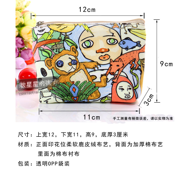 Phim hoạt hình Hàn Quốc sáng tạo vải mini đồng xu túi ví nữ sinh viên dễ thương dây kéo tay cầm ví nhỏ ví cầm tay nữ gucci