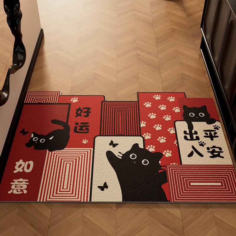 Коврик Entrance door mat черный кот 60x90 см