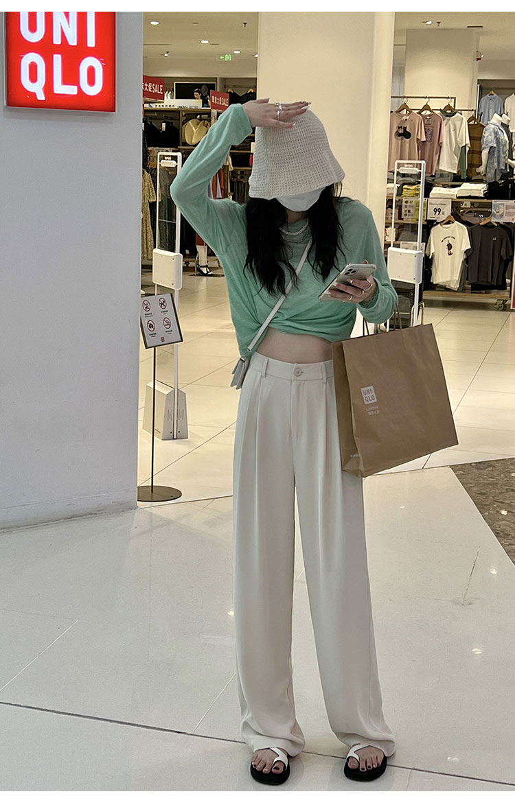 粉色阔腿裤女春秋新款高腰垂感宽松显瘦西装拖地裤夏季休闲直筒裤详情43