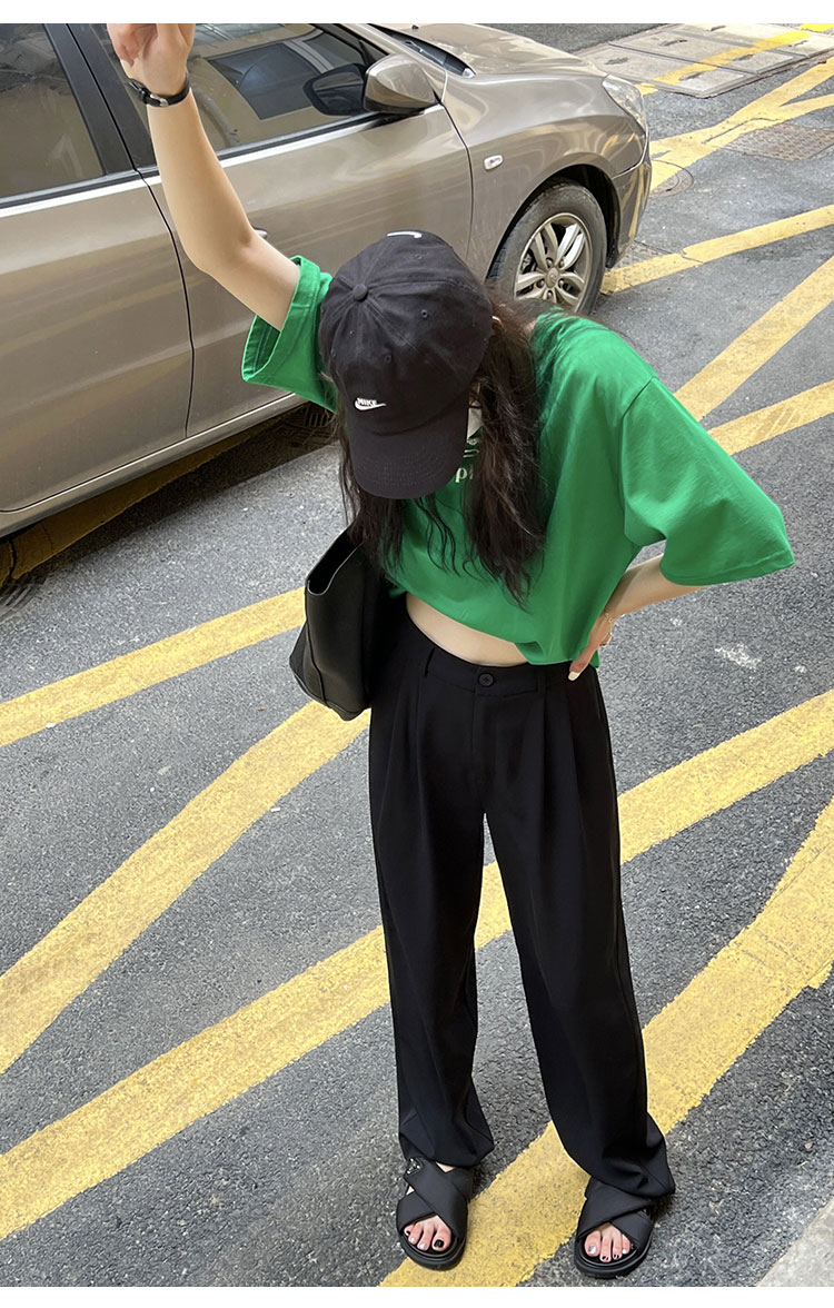 粉色阔腿裤女春秋新款高腰垂感宽松显瘦西装拖地裤夏季休闲直筒裤详情40