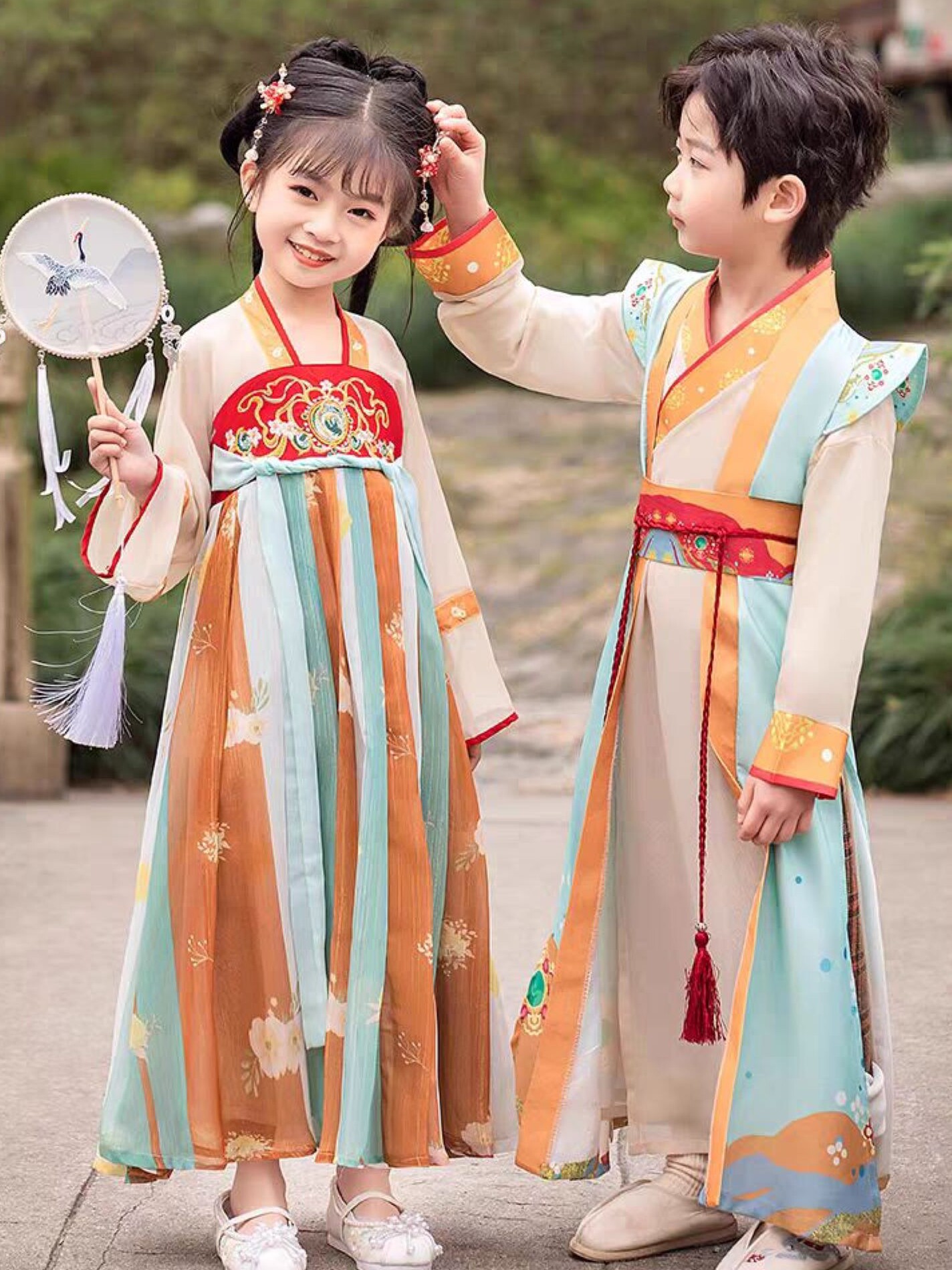 Hanfu Girls Down with dress jacket China Wind China Children's ancient clothes Superfairy little girl Liandress The autumn acting out of the dress-Taobao