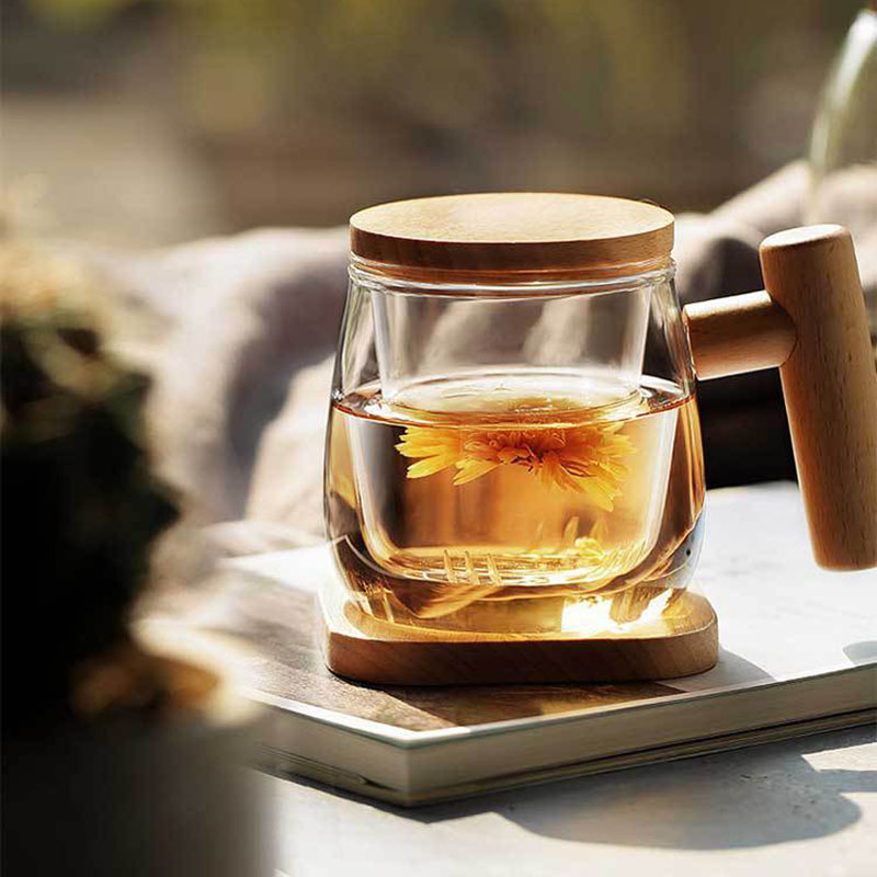 Elegant cup Single tea cup Office tea set Glass tea maker Tea water separator Tea cup Filter teapot