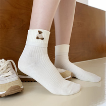 Bear Cuddle -- R Guest for Order Combed Cotton Short Socks Female Pure Cotton Spring Autumn Breathable Little Bear Midbarrel Socks Pro