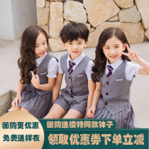Play cool Bear primary school student uniform suit British style Kindergarten garden dress Summer dress Childrens graduation suit Class suit custom tide