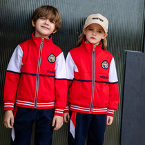 Primary school uniforms Spring and autumn childrens cotton sportswear Red grade class uniforms kindergarten Garden uniforms autumn and winter suits