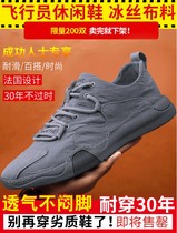 DISHANG tishang mens shoes pilot casual shoes cartson French Ice Silk breathable quick-drying canvas shoes A36