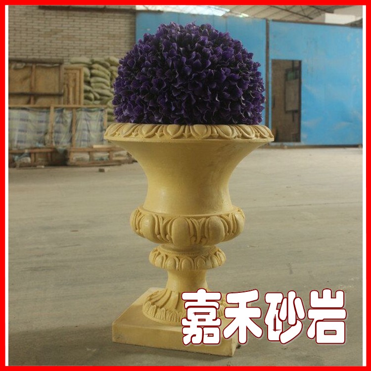 Jiahe sandstone relief water spray sandstone sculpture round carving courtyard decoration hotel hotel decoration elegant flowerpot