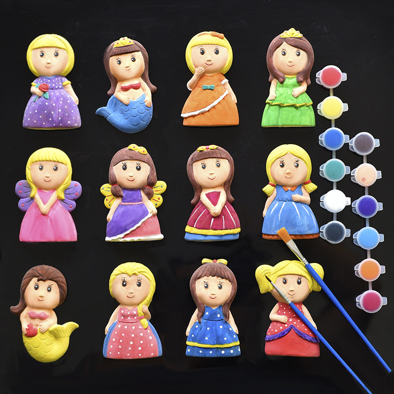 Painted plaster dolls white germ painted plaster graffiti handmade diy to make sculpture children's toy plaster painting