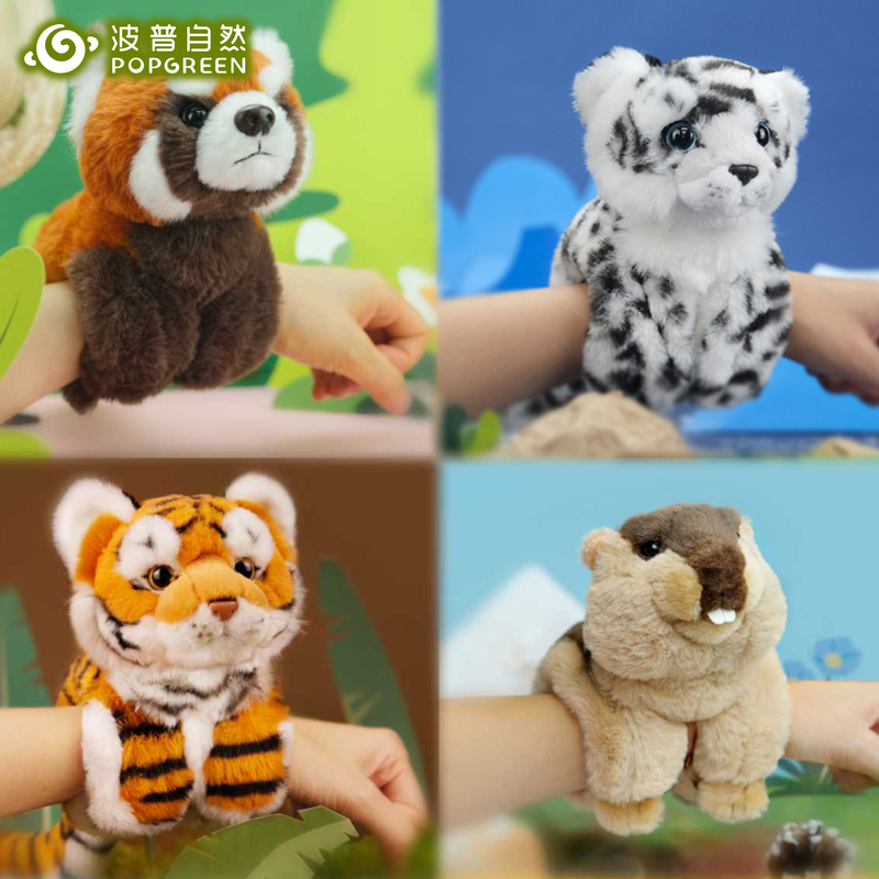 Pop Art Natural Snap Ring Series Plush Toy Little Panda Stuffed Animal Doll Clap Bracelet Birthday Gift