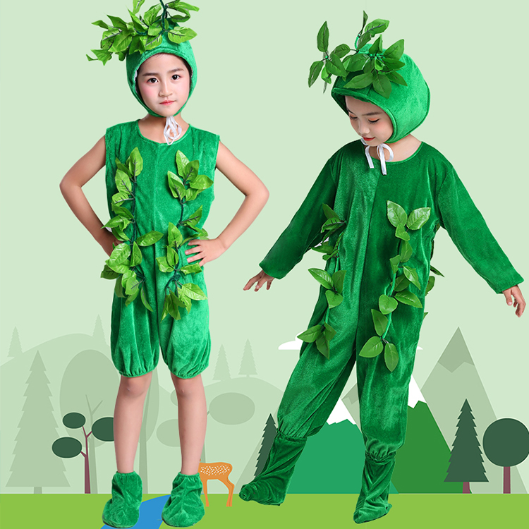 Young children dance suit small grass green suit plant tree small tree acting out to suit 61 children environmentally friendly fashion show clothes