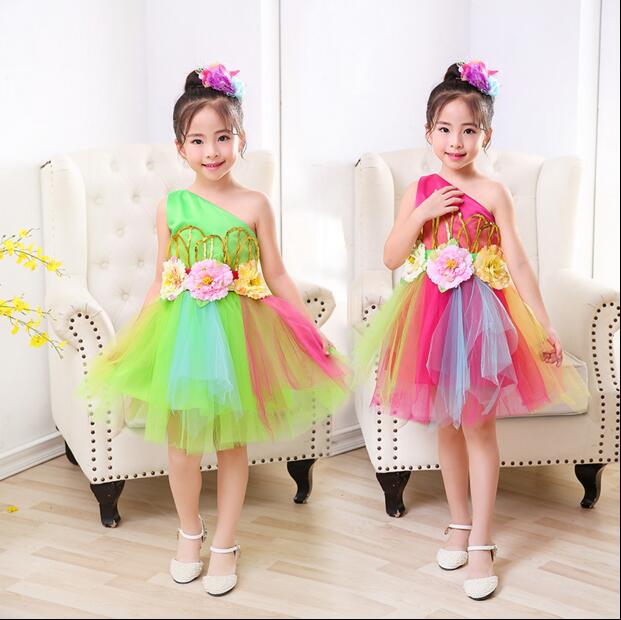 Children's dress girls jazz dance princess skirt tutu skirt performance clothes New Year's Day chorus clothes small host performance clothes