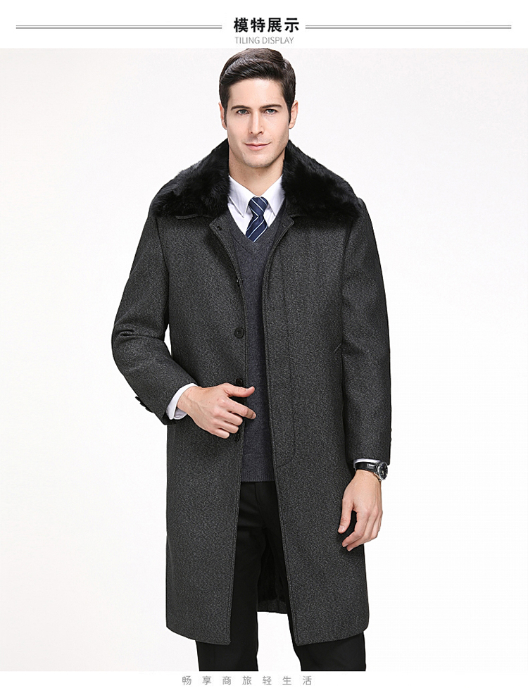 Mùa đông dài trên đầu gối áo len trung niên len áo khoác nam trung niên áo khoác cashmere dày áo gió áo măng tô nam