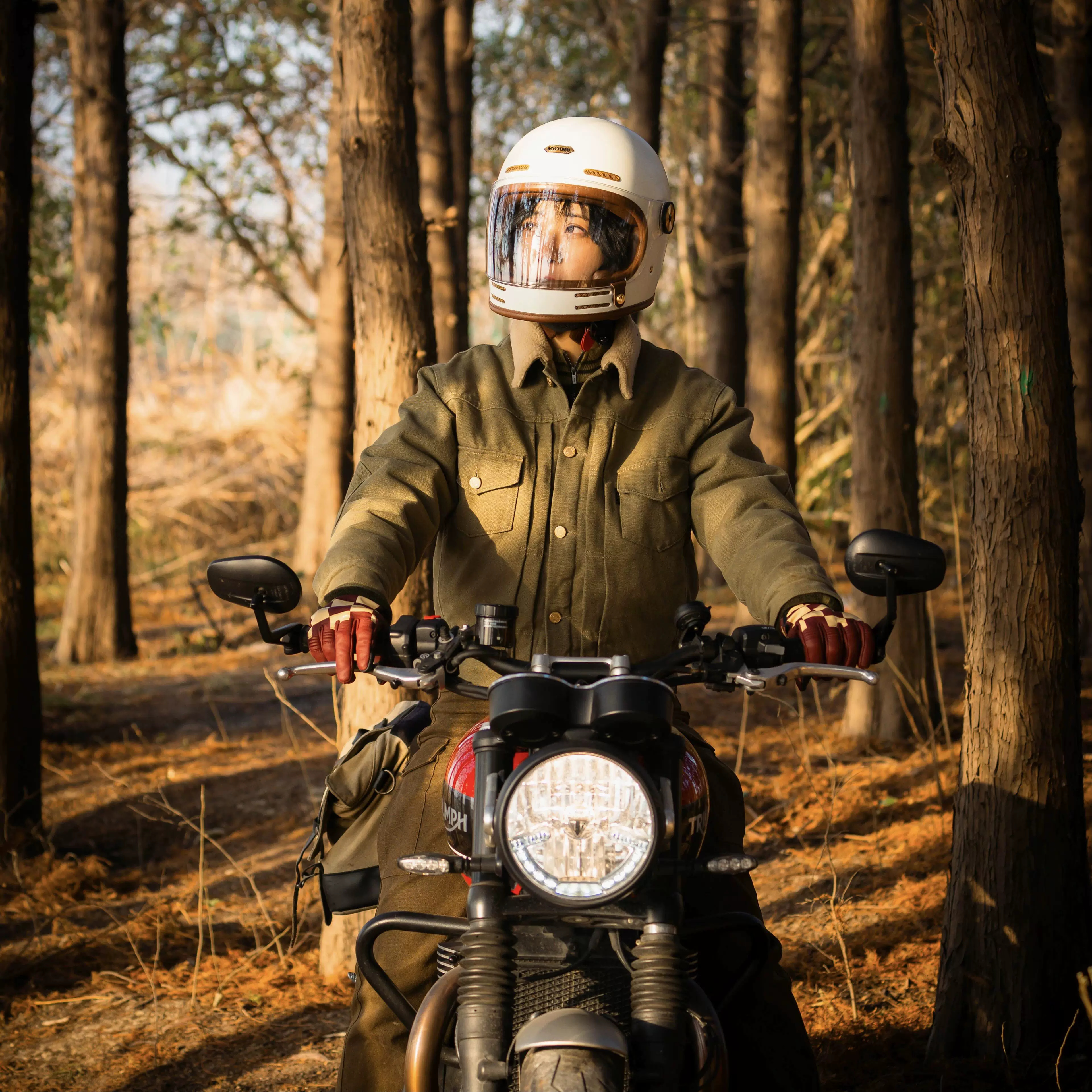 Моноконо Full-face ретро углеродное волокно мотоциклетный шлем индийский VESPA Triumph Latte круиз мотоцикл