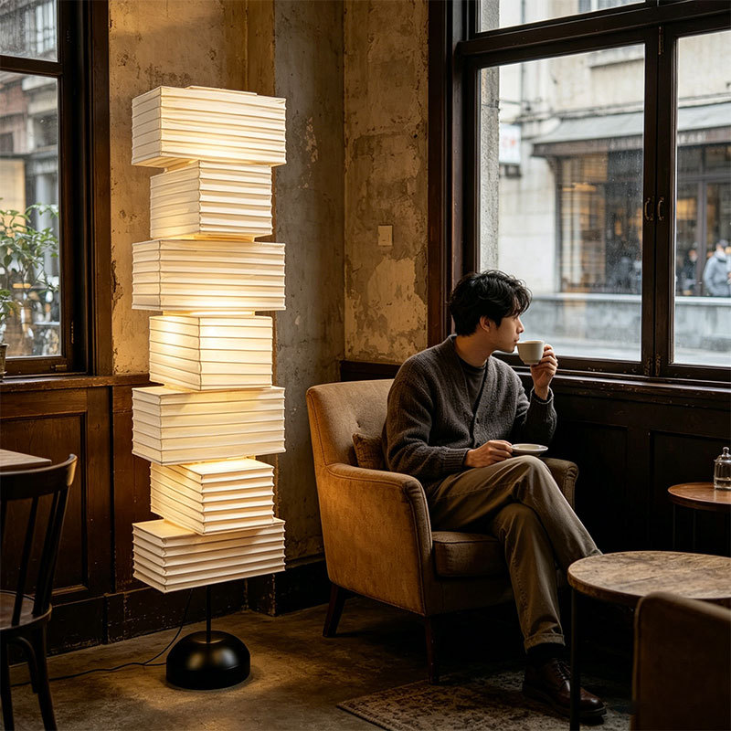 1:1 Replica of Noguchi Family's Tissue Paper Lamp, Wabi-Sabi Vintage Japanese Floor Lamp for Living Room, Bedroom, Tea Room, Ambient Lighting