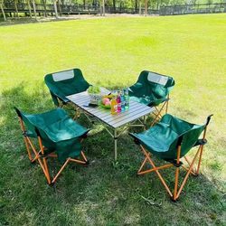 Outdoor Moon Chair, Roll-Up Table, Beach Fishing Chair, Camping Picnic Table and Chairs, Complete Set of Equipment, Foldable and Storable Table and Chairs