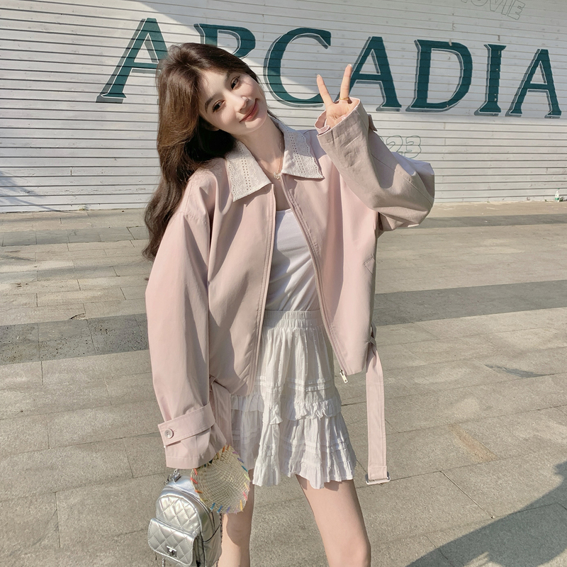 Korean-Style Relaxed Pink Lapel Jacket for Women, 2026 Spring New Model, Unique, Beautiful, Stylish, and Fashionable Jacket Top