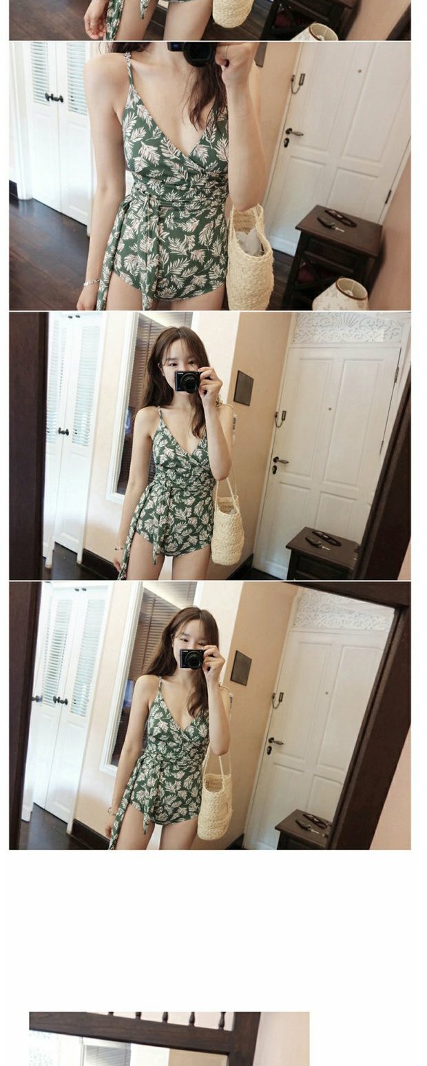 Khí hậu mới của Hàn Quốc thắt lưng buộc bụng che eo eo ngực mỏng tụ tập tam giác áo tắm Xiêm nữ bảo thủ đồ bơi nữ tay dài