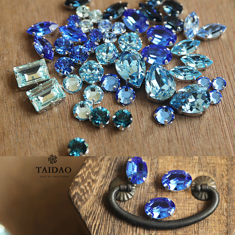 Rhinestone flash diamond beads DIY handmade jewelry Beaded material base Hand stitched diamond various shapes Blue series