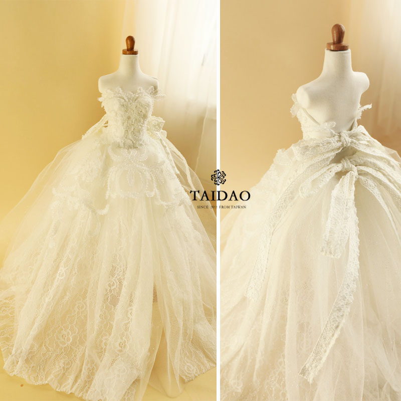 Taiwan Island DIY handmade fabric sewing mini white BJD 3-point doll wedding dress making material bag