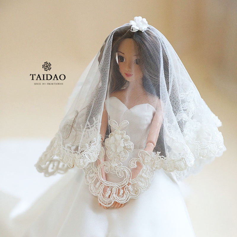 Taiwan DIY handmade accessories Wedding dress decoration Beaded lace Barbie veil Mini veil