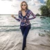 Cặp đôi đồ bơi nữ quần dài tay hoodies áo chống nắng đồ bơi thời trang thể thao và giải trí chia nam năm quần ba bộ 	đồ đôi đi biển big size Vài đồ bơi