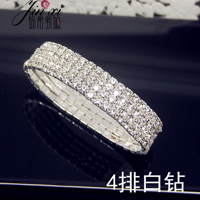 Trang sức thời trang Hàn Quốc nhiều lớp rhinestone căng pha lê Vòng tay rộng Vòng tay nữ Hàn Quốc retro flash khoan vòng đeo tay vòng tỳ hưu