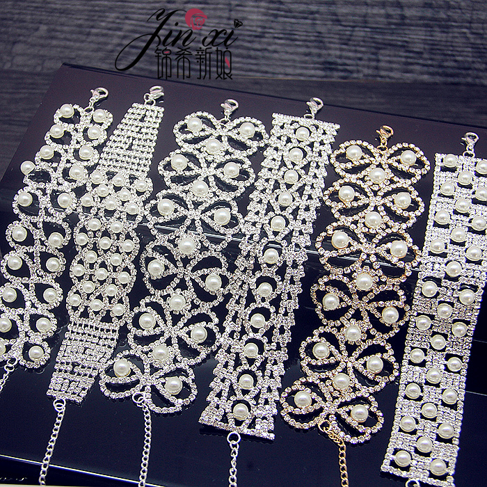 Mới siêu flash rhinestone Nhật Bản và Hàn Quốc vòng tay khí chất ngọt ngào sang trọng pha lê rhinestone ngọc trai tinh tế đơn giản vòng đeo tay - Vòng đeo tay Cuff vòng đeo tay nữ