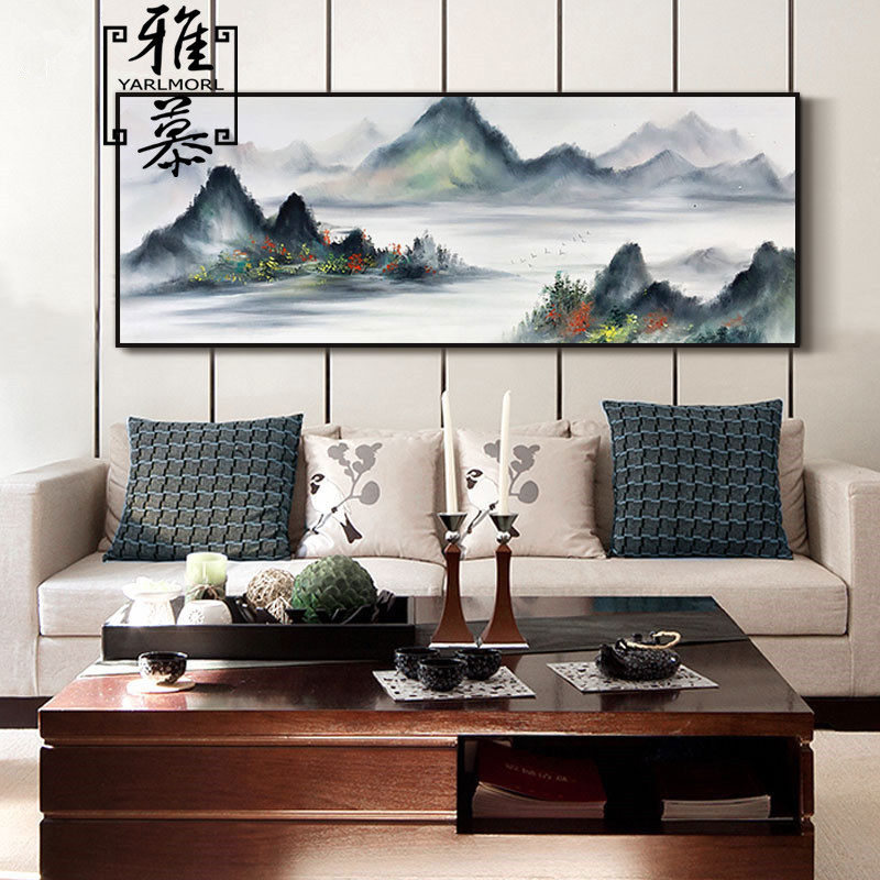Printed DMC cross embroidered living room banners modern minimalist oil painting New Chinese landscape painting leans on