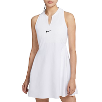 耐克DRI-FIT女速干网球连衣裙夏季透气拼接V领连体上衣DX1428-100