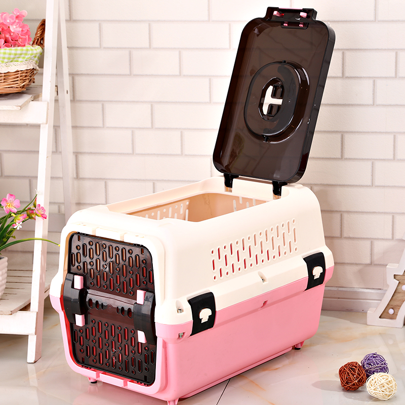 Pet air box cat and dog cage portable outgoing transport cage travel air transport small dog and cat checked box
