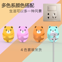 Hanjiang Department Store (4 packs 9 9) cartoon hug bear free punch plug hook power socket storage hook