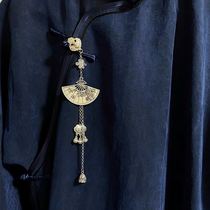 China Wind Retro Plum Blossom Fan Brooch Female Qipao Press Flap Button Closure Bell Streaming Supendant Hanfu Do Nt Pin Fry Silver Accessories