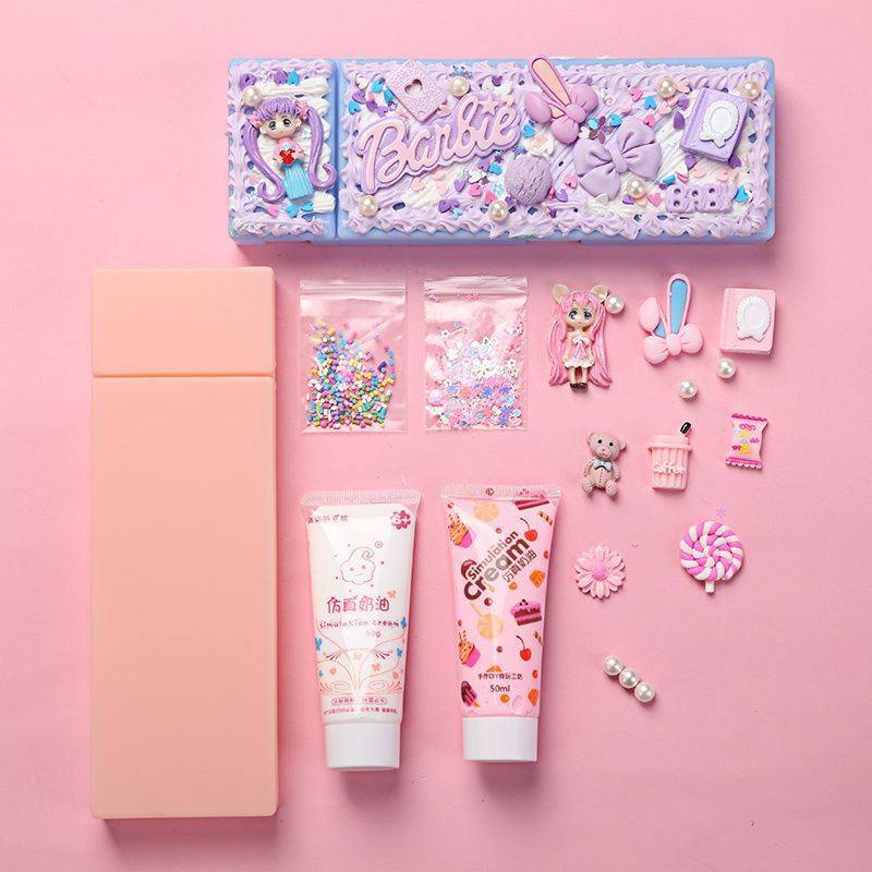 Handicraft diy do your own stationery box children's DIY cream glue puzzle material package creative gift pencil box