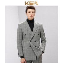Winter England Prince of Wales plaid suit suit men thick plaid casual double breasted suit men