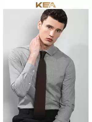 KEA autumn Windsor collar shirt long sleeve business leisure Cotton solid color no ironing slim gray shirt men
