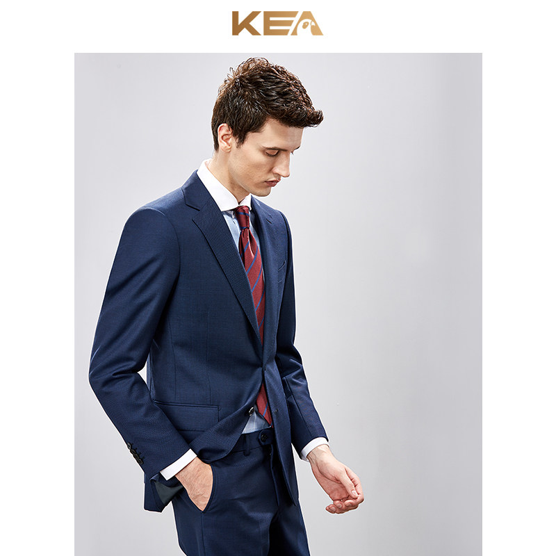 KEA Springtime New Bird Eyes Wrinkled Wool Suit Suit Men's Body Business Positive Suit Groom Wedding Gown