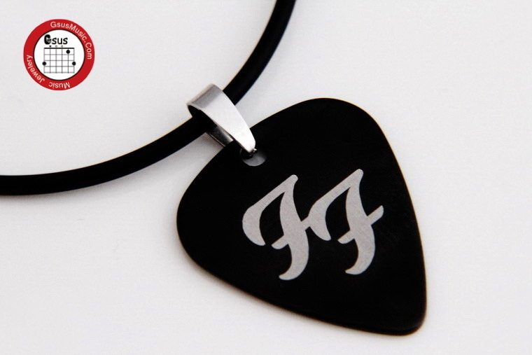Gsumusic Titanium Steel Metal Guitar Plsheet Necklace Foo Fighters Jet Fire Fighter Band FF