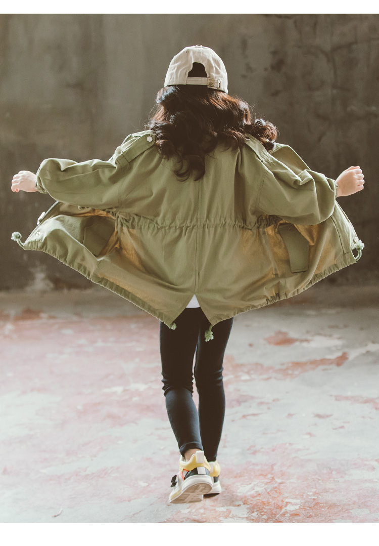Áo khoác bé gái mùa thu 2019 áo khoác trẻ em nước ngoài mới trong phần dài thả lỏng bé gái mùa xuân và mùa thu quần áo trẻ em - Áo khoác ao khoac tre em