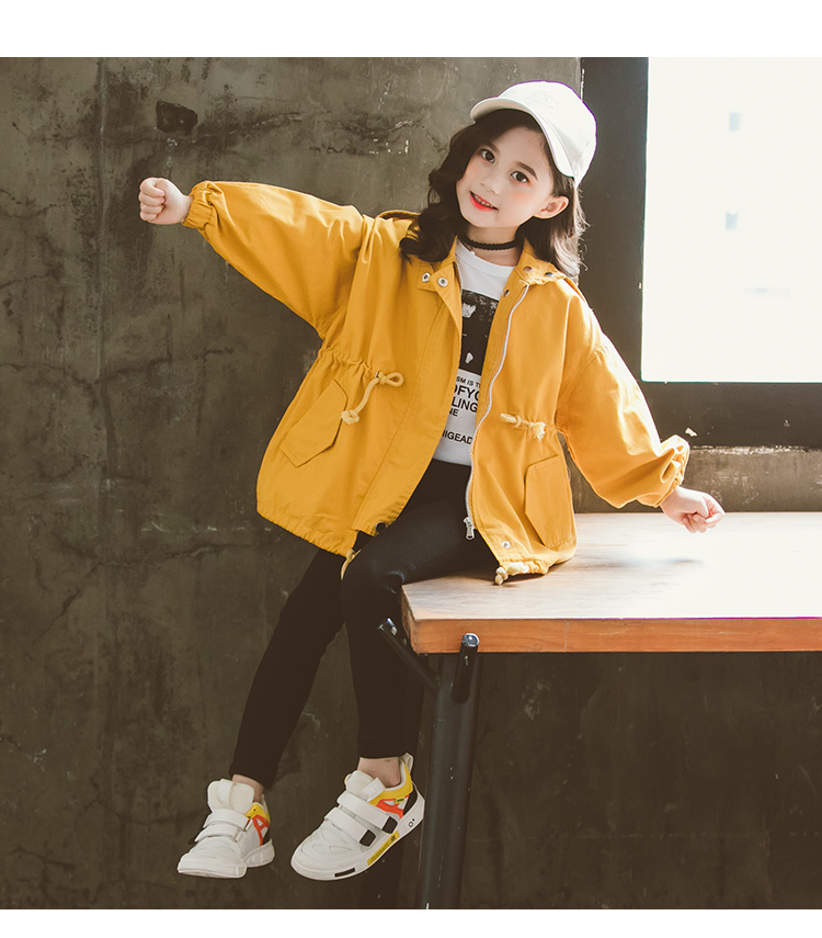 Áo khoác bé gái mùa thu 2019 áo khoác trẻ em nước ngoài mới trong phần dài thả lỏng bé gái mùa xuân và mùa thu quần áo trẻ em - Áo khoác ao khoac tre em