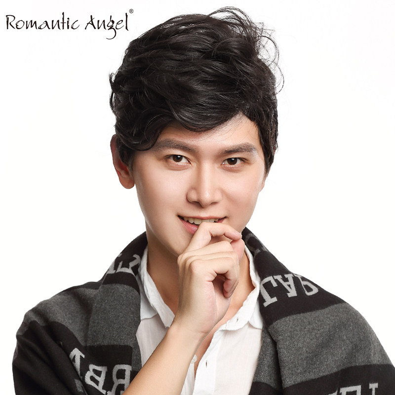 New Japanese and Korean non-mainstream men's wig fashion short curly hair natural imported silk men's short hair handsome hair Boys