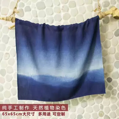 Plant blue dyed tie-dyed cotton handkerchief female male decorative scarf personality small square towel cotton custom creative diy handmade